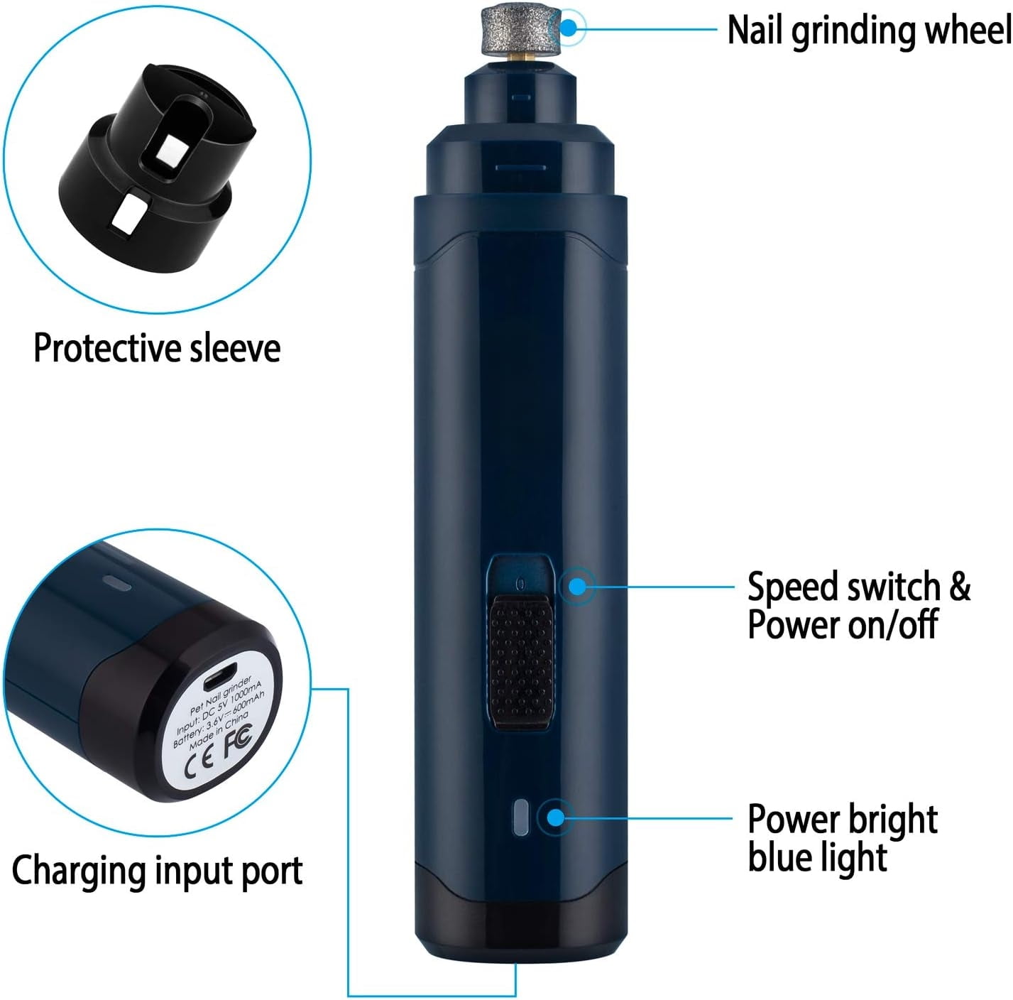 Dog Nail Grinder Upgraded - Professional 2-Speed Electric Rechargeable Pet Nail Trimmer Painless Paws Grooming & Smoothing for Small Medium Large Dogs & Cats (Dark Blue) 14 0523f4d1 d04c 4e35 9c3a 07688c44fd79.a818d76bad3b68a7adb7f42fc0a4c3f7 - easyishop.co.uk
