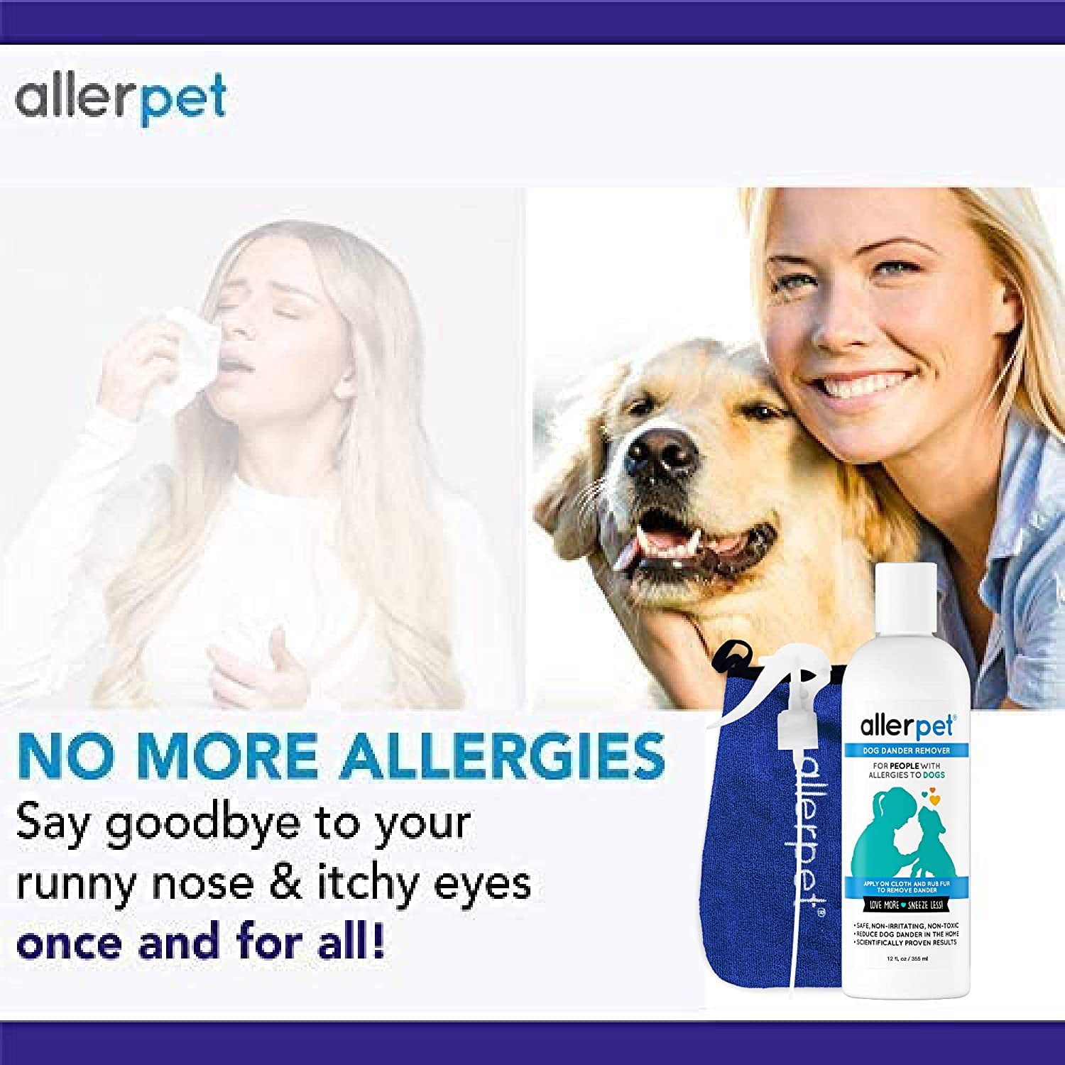 Allerpet Dog Dander Remover, 12oz Bottle + Bonus Pet Mitt Applicator to Easily Apply Solution to Your Pet - Scientifically Proven for Effective Dog Allergy Relief 4 062cf7c9 79df 4e3b a42b 50d0995ab12f.02ac35e81ce4b808da6198d6f096211b - easyishop.co.uk