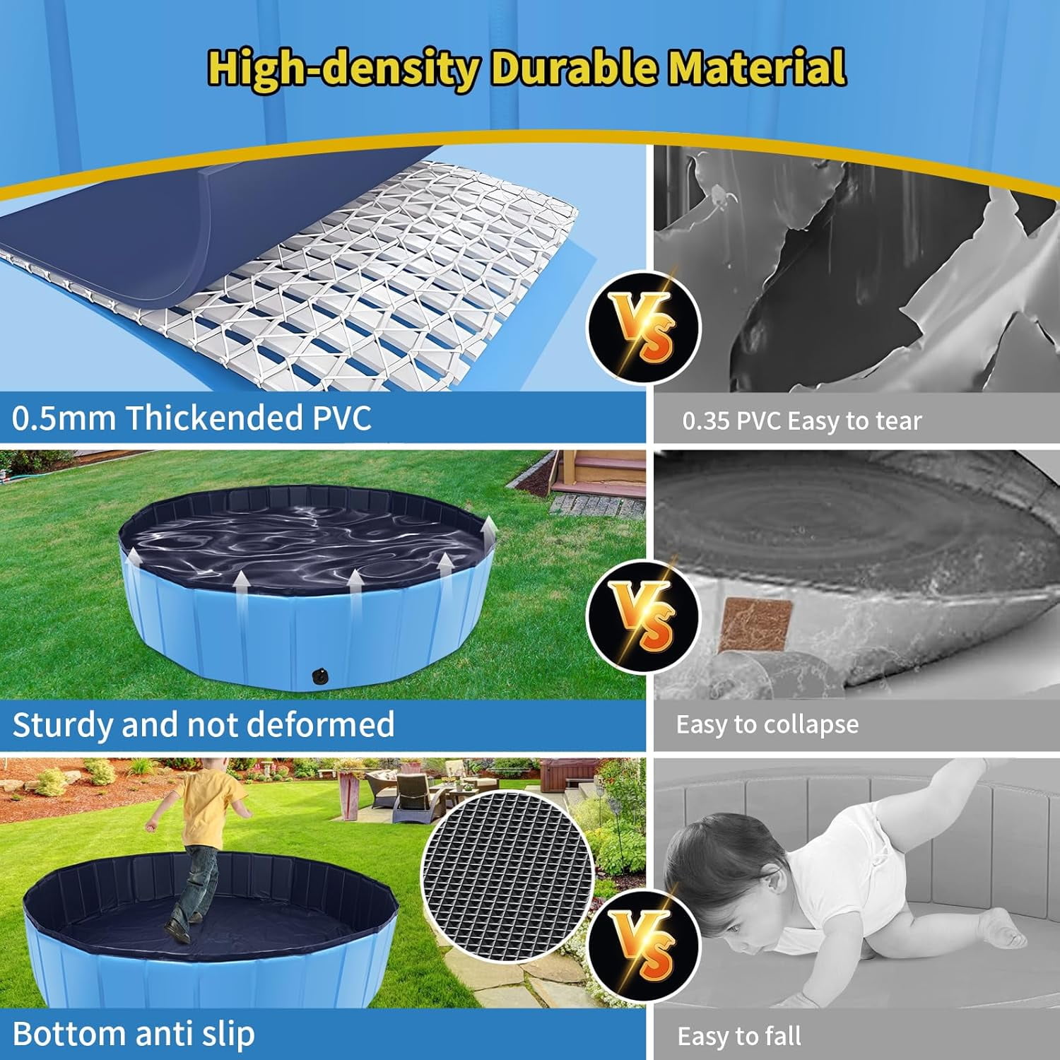 Foldable Dog Pool, 63" x 12" Kiddie Pool with Hard Plastic, Non-Slip Dog Bath Tub for Outdoor Backyard, Collapsible Dog Swimming Pool for Kids Dogs Pets (Blue) 2 1b3d107b dfc7 4e5f bc14 648f25099323.5cc0158c3bc95b2a21925f462a9132ff - easyishop.co.uk