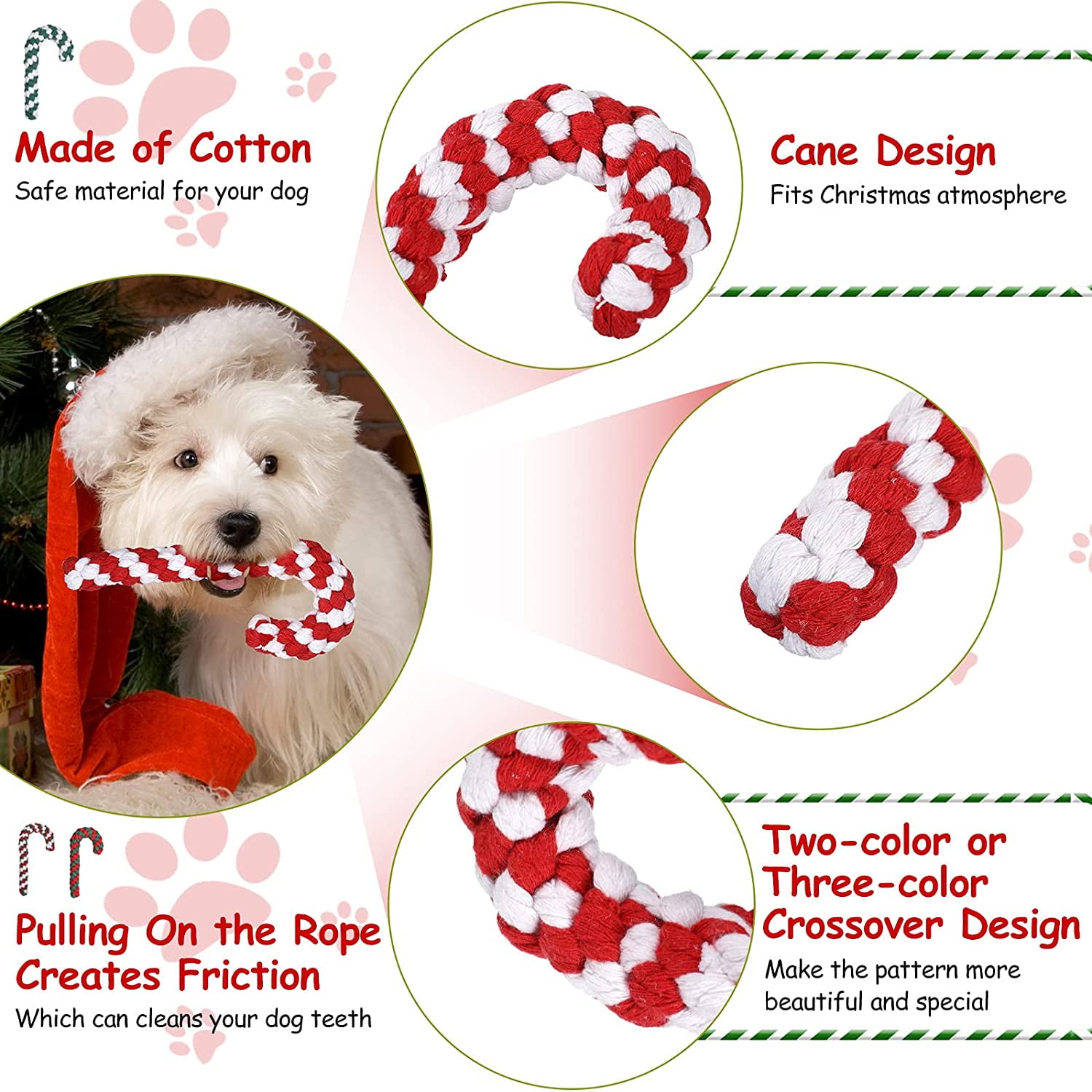 Heldig 2 Pieces Christmas Dog Rope Toys, Classic Crutch Shape Dog Chew Toys, Christmas Candy Cane Pet Rope Toy for Puppy Chewing Teething Cleaning and Training 2 27980d5d aa3d 4384 9c82 a43208a86ef1.c90528e875f3300c9387aaeed10bfc77 - easyishop.co.uk