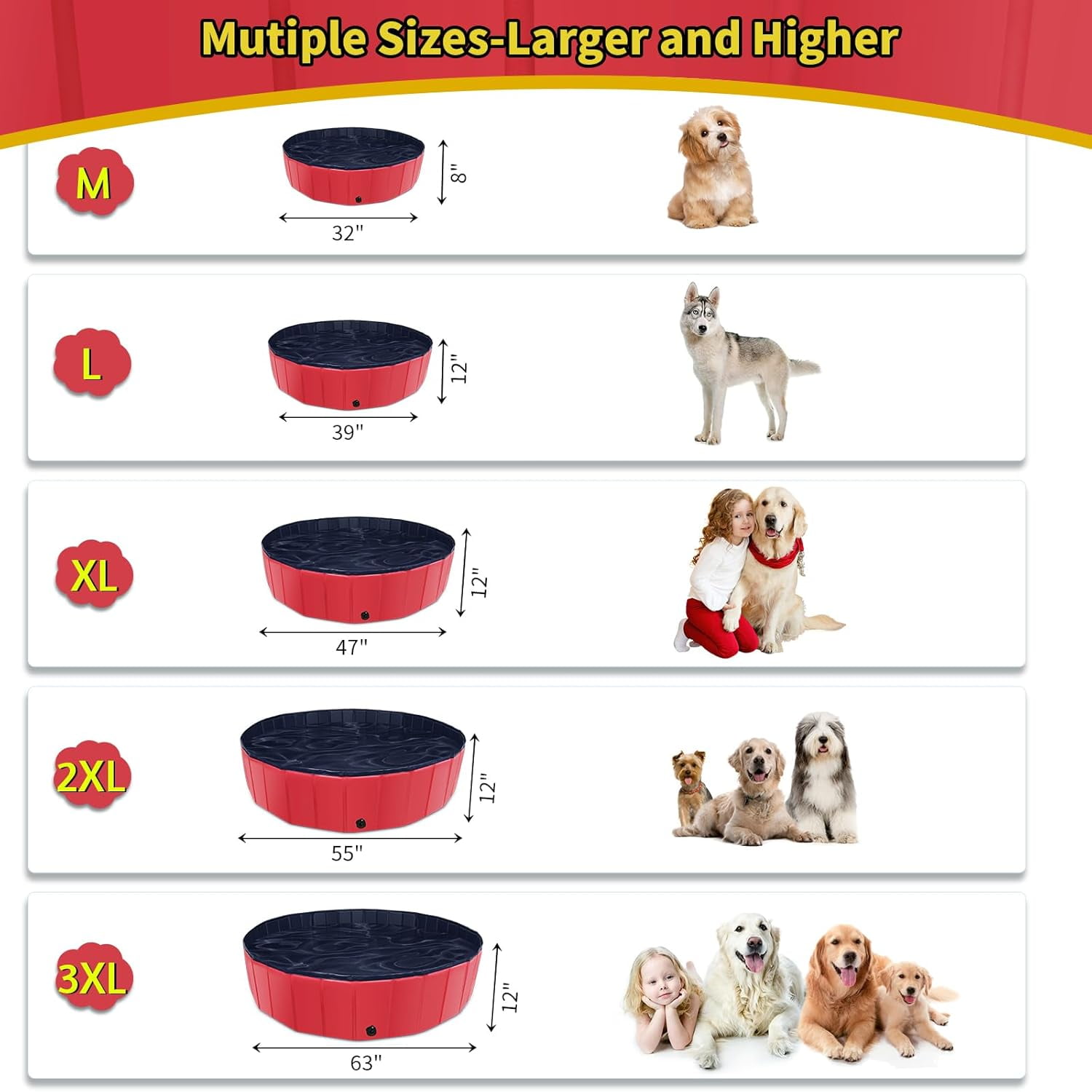 Foldable Dog Pool, 63" x 12" Kiddie Pool with Hard Plastic, Non-Slip Dog Bath Tub for Outdoor Backyard, Collapsible Dog Swimming Pool for Kids Dogs Pets (Blue) 10 3b6f3efb efe2 47db b5b7 ee42765820cc.672bbb3b6e39edf6ccefa17ec594bdb7 - easyishop.co.uk