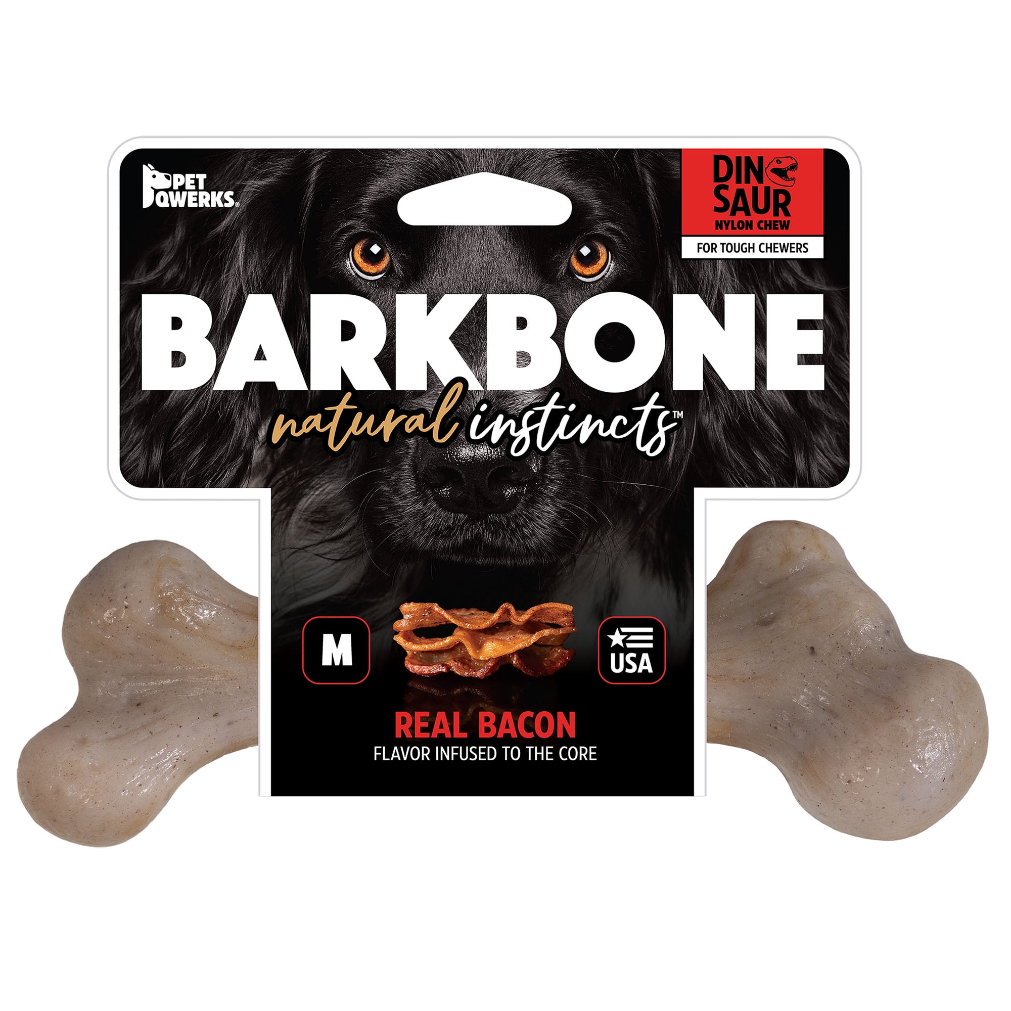 Pet Qwerks BarkBone Natural Instincts Bacon Infused Dinosaur Nylon Bone Dog Chew Toys for Aggressive Chewers - Real Bacon, Large 21 3b772e4b 3162 4b56 866c 7a329dffe7e5.3b22bf59810c573f3d1b0448036571e2 - easyishop.co.uk