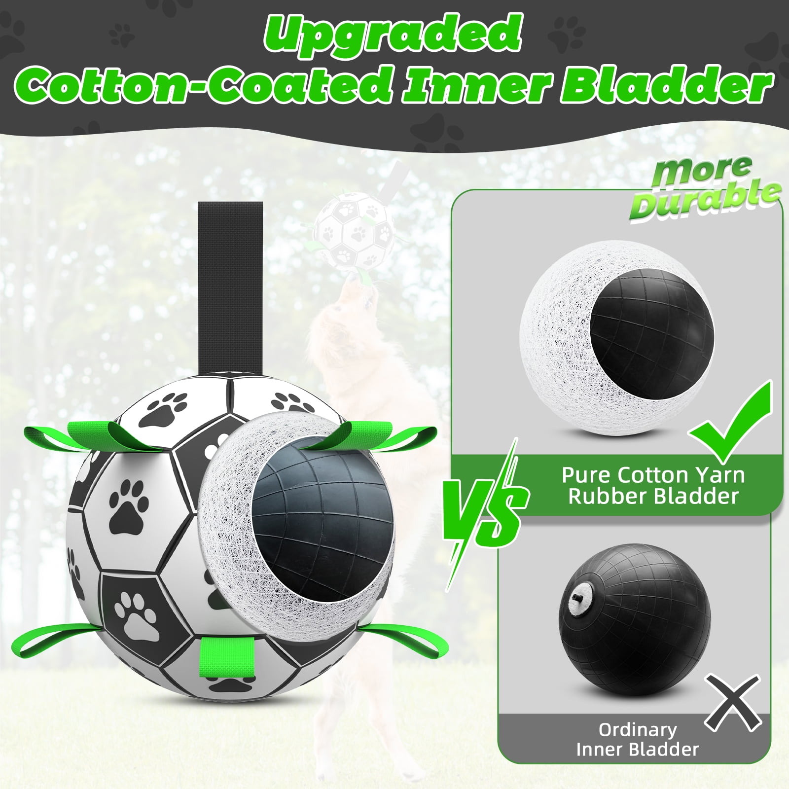 QDAN Durable Dog Toys Soccer Ball with Nylon Straps Hand Pump for Puppies Medium Large Dogs, 6-inch 3 45bcc140 8dfa 4c5e 9dd7 76d21fbca328.3c76009e86627f2d98c6badb07597c7e - easyishop.co.uk