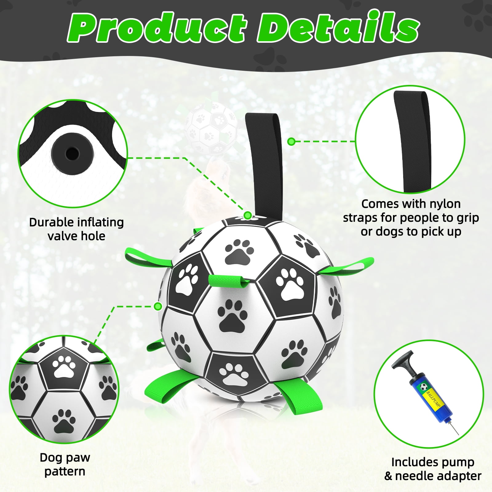 QDAN Durable Dog Toys Soccer Ball with Nylon Straps Hand Pump for Puppies Medium Large Dogs, 6-inch 2 4c1befb2 4b8c 4fb4 844a 98271f7e7f9a.5ff1f777b75e62c9f738fe80a0416c72 - easyishop.co.uk