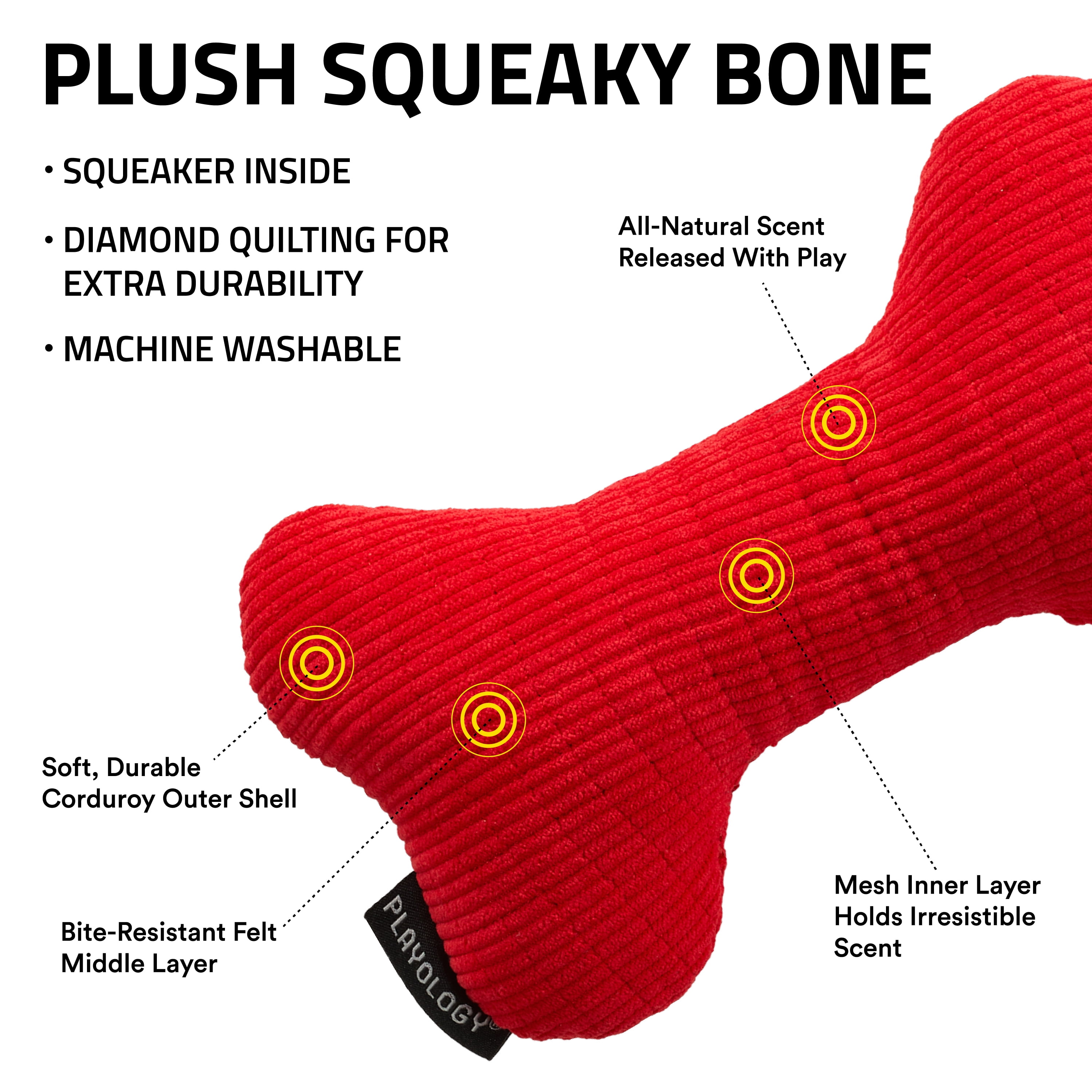 Playology Plush Squeaky Bone | Engaging All Natural Peanut Butter Scented Plush Dog Toy with Interactive Squeaker for Large to X-Large Dogs 50lbs & up | Easy to Clean | Squeak, Chew, Fetch, and Play! 8 4d030c15 5078 4699 91d7 ec289d8d9ca3.bc28b3a66420072c4f00f49f2bf7c306 - easyishop.co.uk