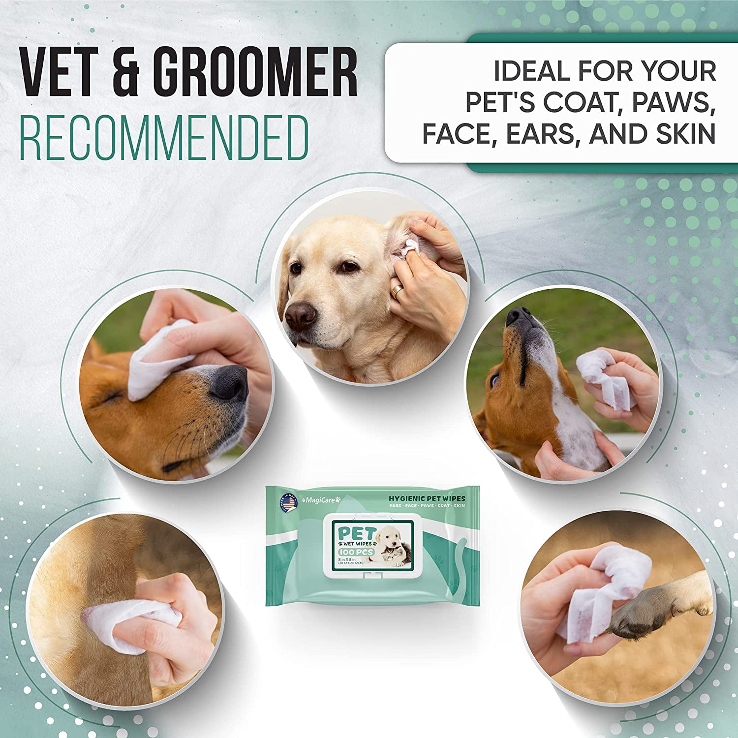 MagiCare Clean & Groom Wipes for Dogs & Cats, Unscented - 100ct Pet Wipes for Paws, Ears, and Skin - Deodorizing and Gentle for Sensitive Skin, Made in USA 7 4fa91b64 6bd4 4525 8578 5a64586c7fe0.5190bfe645bf6daef24aab750722a299 - easyishop.co.uk