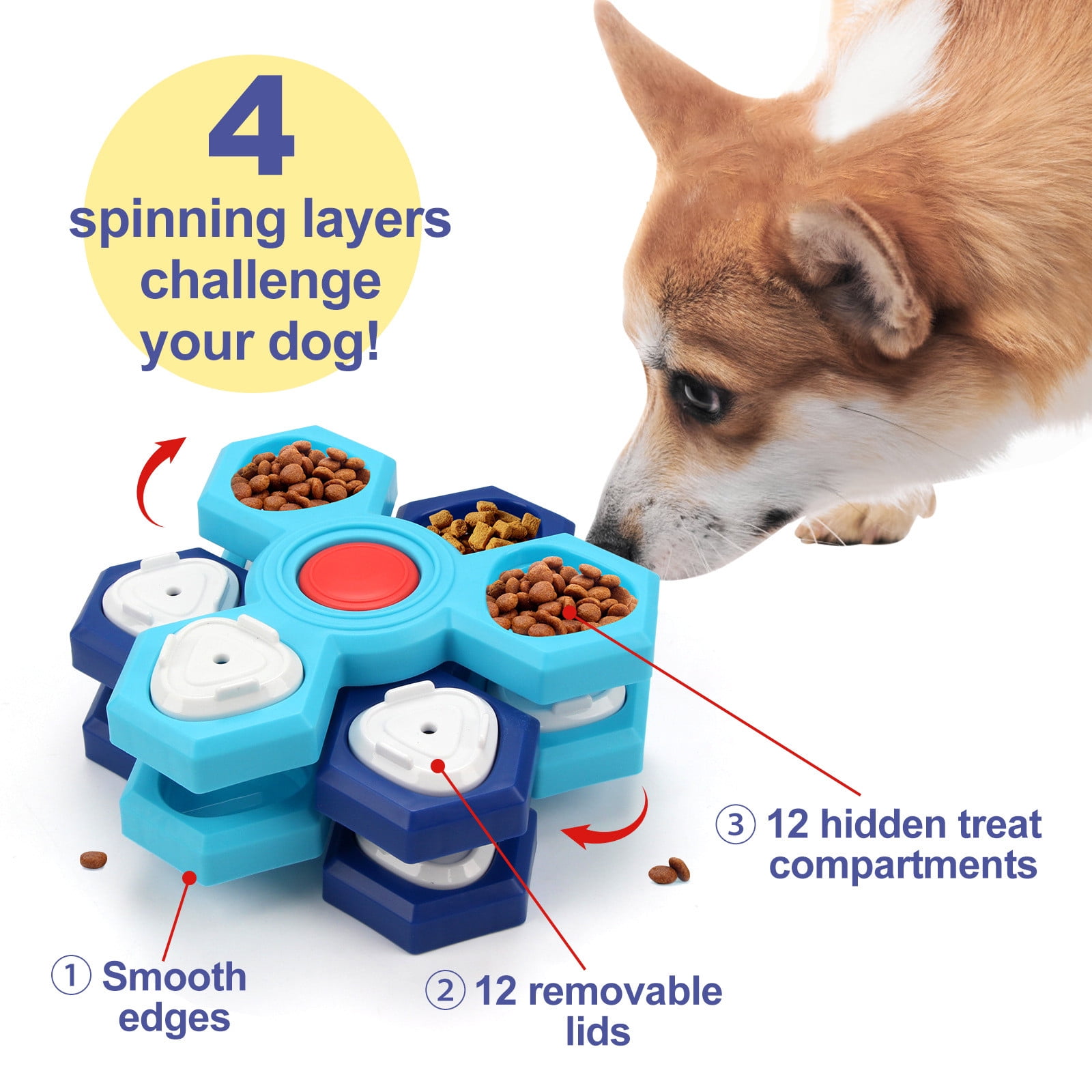 Harlier Dogs Food Puzzle Feeder Toys, Interactive Dog Puzzle Toys, Twister Dog Food Dispenser, Dog Toys for IQ Training Adjustable Slower Feeder Dog Puzzle, 9 Hiden Treat Compartments 3 5733627d 40b6 4668 b154 0180d54847b3.c023175e3f18c2978c8b70d55a81da19 - easyishop.co.uk