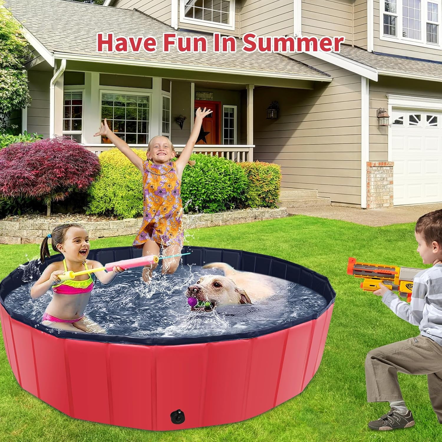 Foldable Dog Pool, 63" x 12" Kiddie Pool with Hard Plastic, Non-Slip Dog Bath Tub for Outdoor Backyard, Collapsible Dog Swimming Pool for Kids Dogs Pets (Blue) 12 633800f2 6512 48b9 97b2 29094f3d184f.98799686af90c246d561f1fc0827bf07 - easyishop.co.uk