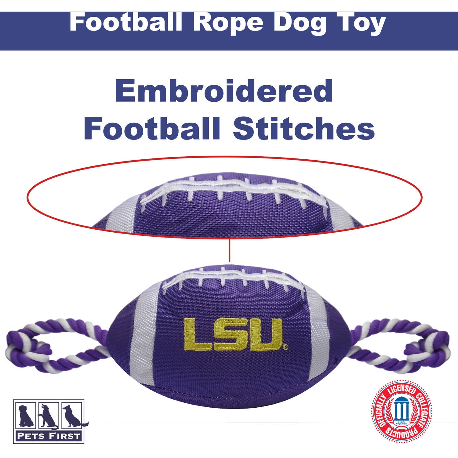 Pets First NCAA LSU Tigers Strong, Durable, Chewable Football Dog Toy with Inner Squeaker and Side Ropes, Officialy Licensed 2 6ba85388 8a95 49e7 8536 033437115eec 1.ef9c8c026c554e031e429062c85fc897 - easyishop.co.uk