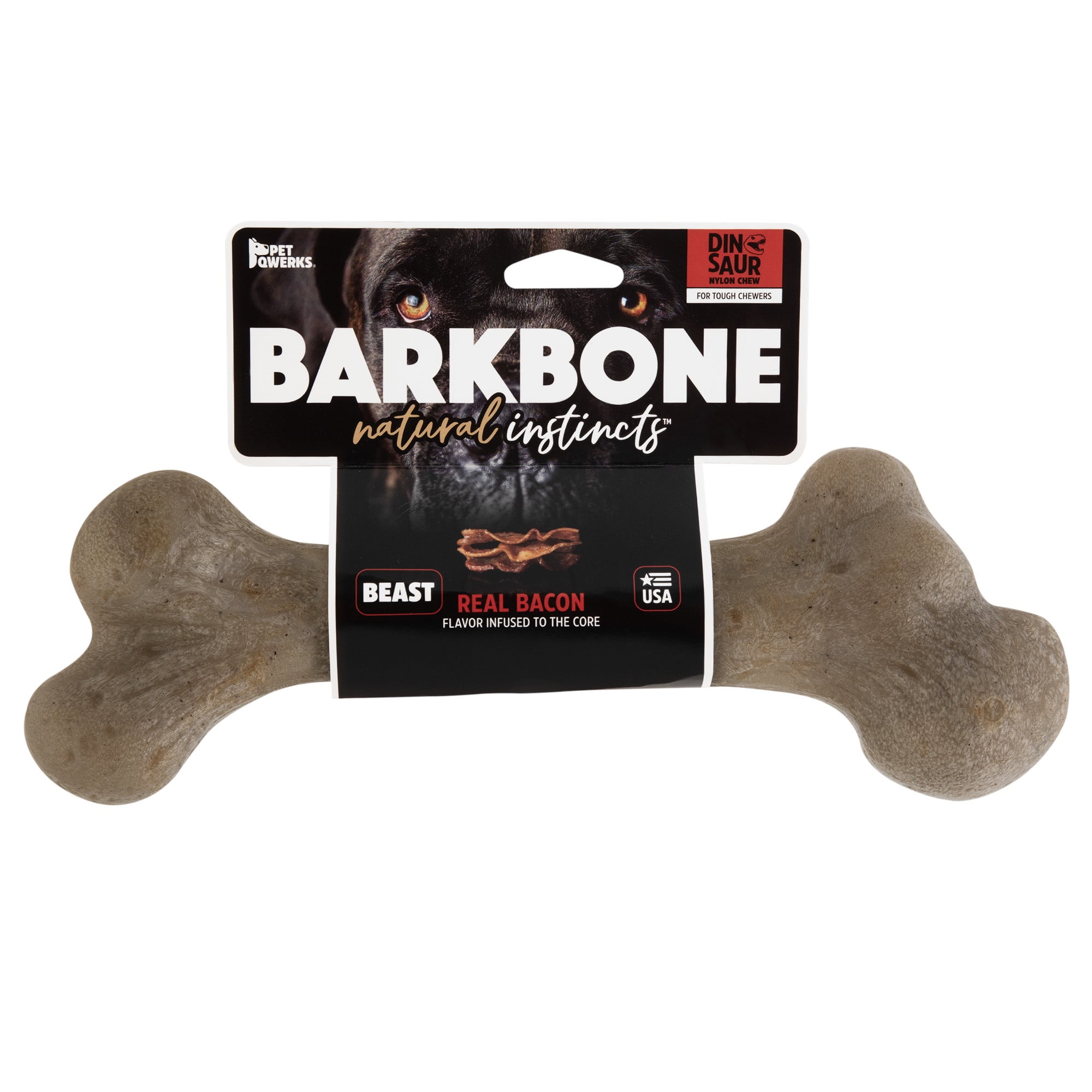 Pet Qwerks BarkBone Natural Instincts Bacon Infused Dinosaur Nylon Bone Dog Chew Toys for Aggressive Chewers - Real Bacon, Large 16 6cfb39bc 7576 49e9 a663 24a32c0344db.18dc485bec0f760e46d9eae259f12dfe - easyishop.co.uk