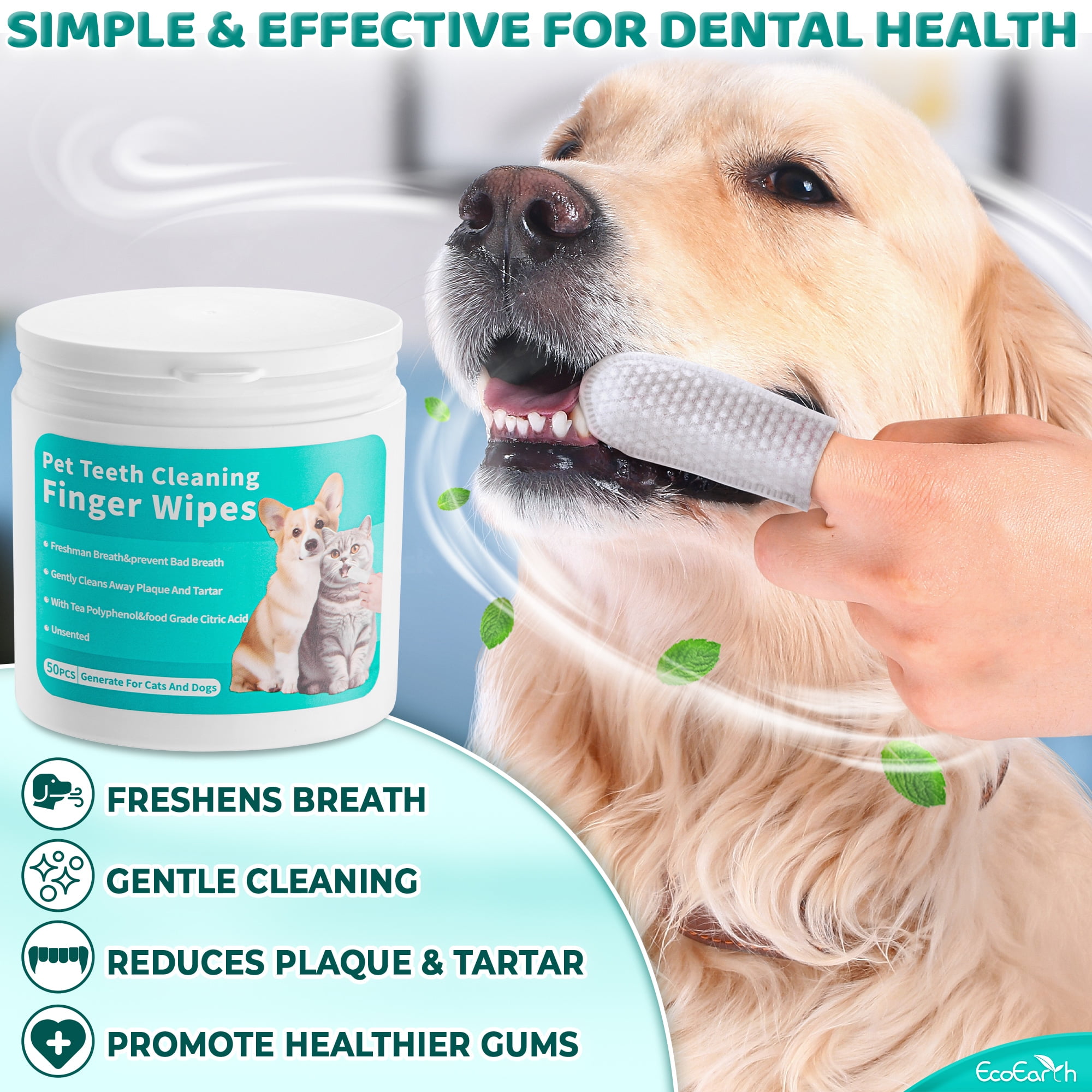 EcoEarth Teeth Cleaning Wipes for Dogs & Cats, Dental Finger Pads for Plaque & Breath 50Pc 7 73bb3539 6af1 41ff b0f7 15d4640bd2a1.071e5629bfc093bccfee4cf57f63f5c3 - easyishop.co.uk