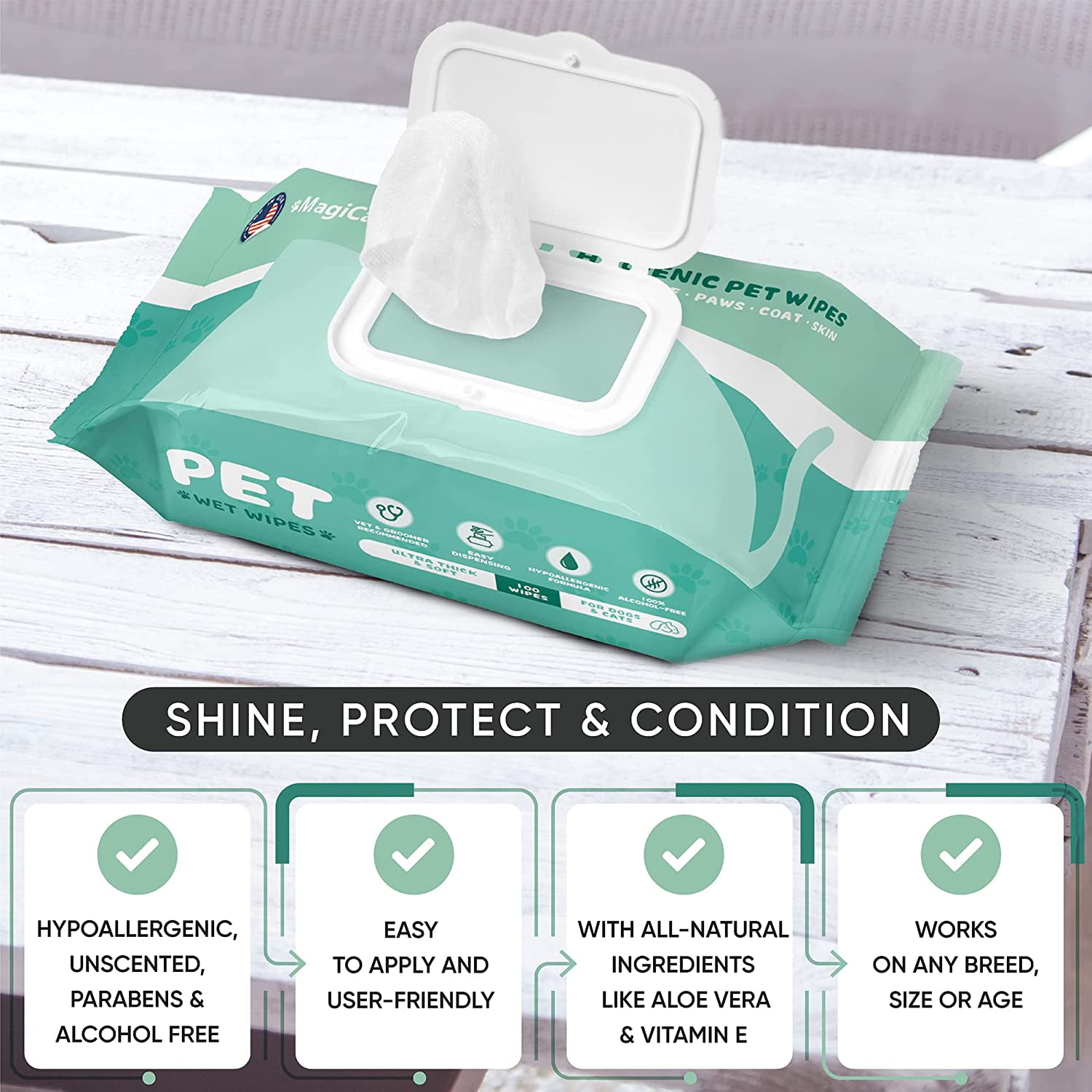 MagiCare Clean & Groom Wipes for Dogs & Cats, Unscented - 100ct Pet Wipes for Paws, Ears, and Skin - Deodorizing and Gentle for Sensitive Skin, Made in USA 5 84b23c4f ef99 4228 9c5f f91f3b3781d1.da92ed8f73bbb46e46cdb22fbd834426 - easyishop.co.uk