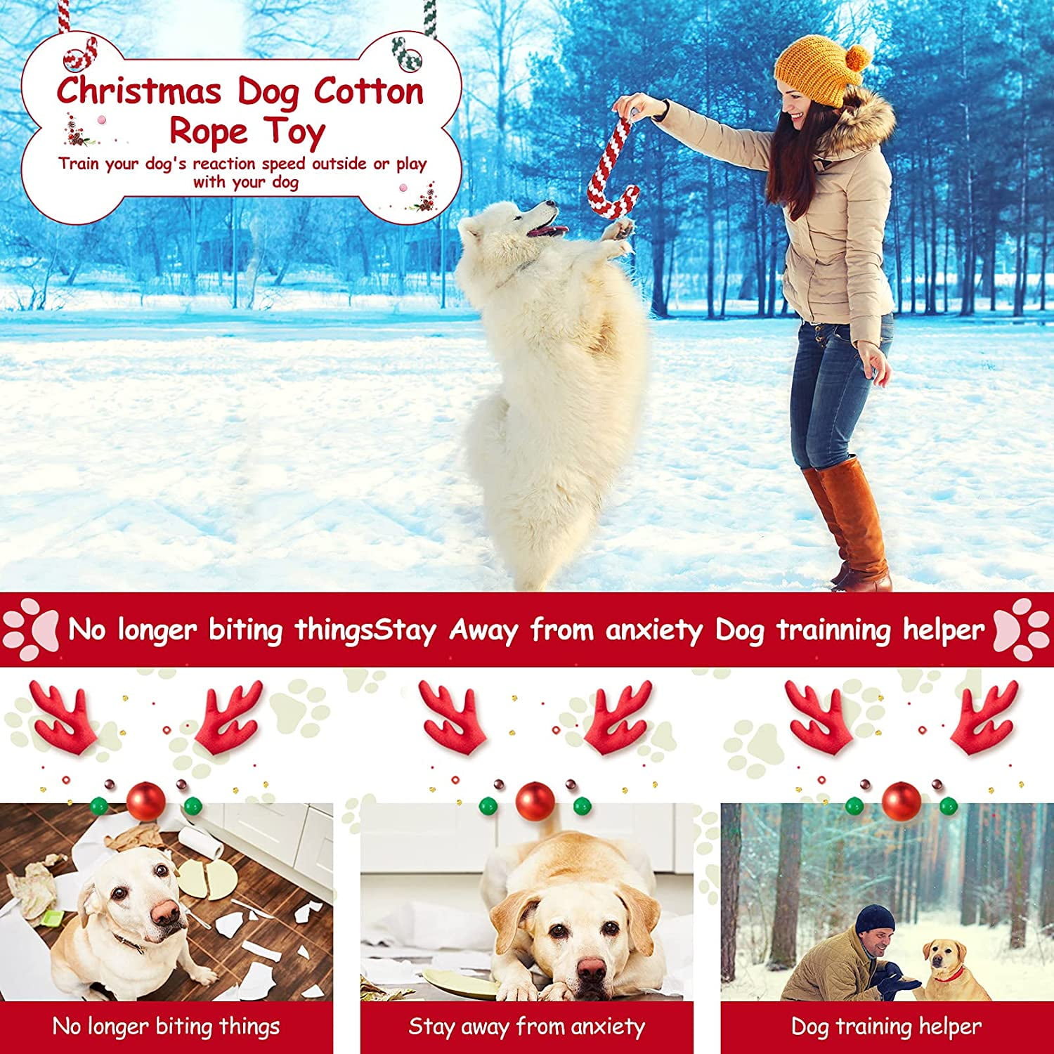 Heldig 2 Pieces Christmas Dog Rope Toys, Classic Crutch Shape Dog Chew Toys, Christmas Candy Cane Pet Rope Toy for Puppy Chewing Teething Cleaning and Training 5 a7be1014 ca3e 42f0 8504 9fe611e726e7.b9e2ac8526dea93e00583dd67da9b31f - easyishop.co.uk