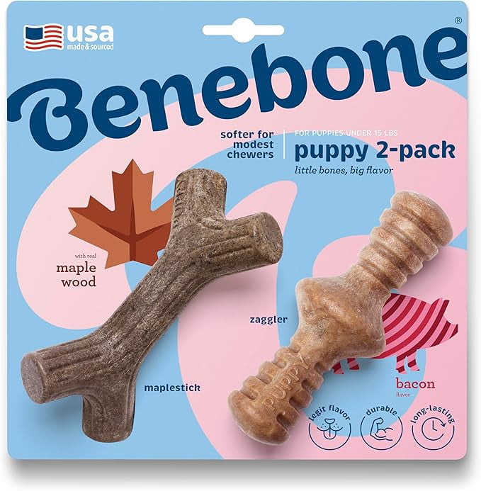 Benebone Puppy 2-Pack Maplestick/Zaggler Durable Dog Chew Toys for Gentle Chewers, Real Bacon, Real Maplewood, Made in USA, Tiny 1 Benebone Puppy 2 Pack Maplestick Zaggler Durable Dog Chew Toys for Gentle Chewers Real Bacon Real Maplewood Made in USA Tiny bf3a94ae e672 400d b990 997ddf9284cb.4eca8a789d730d2b18bb8cb4170a9791 - easyishop.co.uk