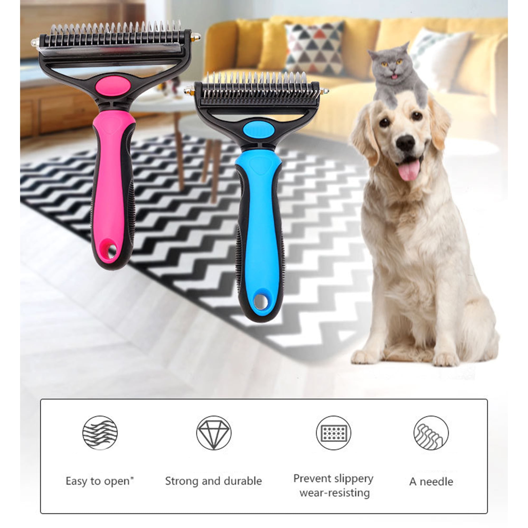 CNNIK Small 2-in-1 Dematting Comb ,small dog brush,dog brushes for grooming small dogs- Compact Dual-Sided Dematting and Fine-Toothed Comb - Effortlessly Remove Tangles for Small Dogs and Cats 7 b026bf8a 3320 43b1 8821 019054a8e196.c00a630e02360baca4ff745837d4ca74 - easyishop.co.uk
