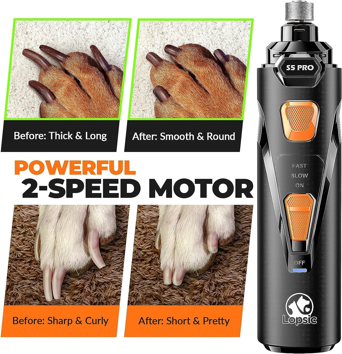 Dog Nail Grinder with 2 LED Lights Powerful 2-Speed Dog Nail Trimmers with 2 Grinding Wheels Super Quiet Rechargeable Pet Dog Nail Clipper Kit for Small Large Dogs Cats Nails Quick Grooming 4 b3a49d6f cc37 4583 85fa a350f59d95a0.2b2efb264f192e41cf5f1f159edd28b2 - easyishop.co.uk