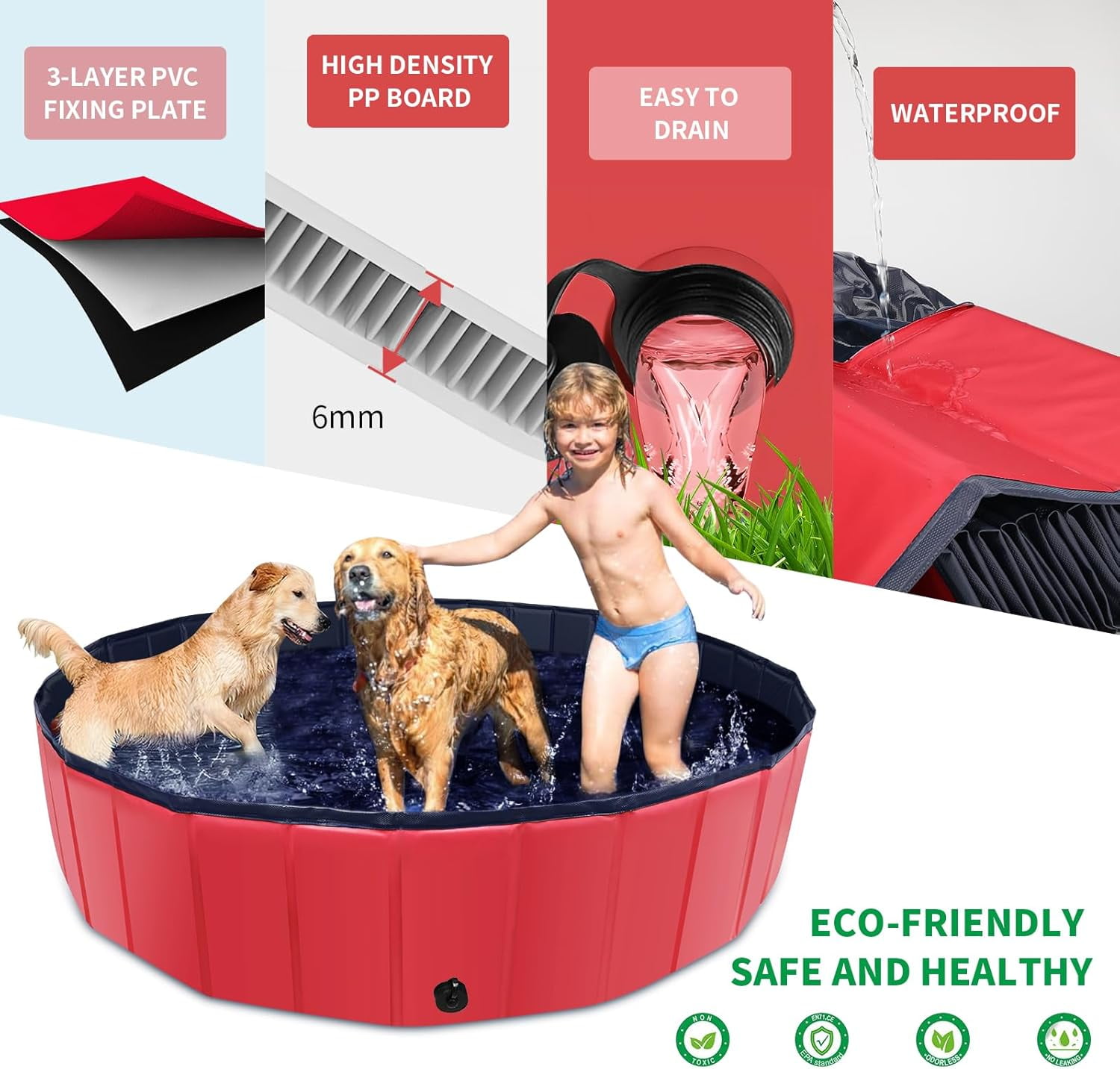 Foldable Dog Pool, 63" x 12" Kiddie Pool with Hard Plastic, Non-Slip Dog Bath Tub for Outdoor Backyard, Collapsible Dog Swimming Pool for Kids Dogs Pets (Blue) 13 b9cfa5ff 9bb1 4809 94c1 f5601a496201.be0465937dcef88a732c0d20b22f4388 - easyishop.co.uk
