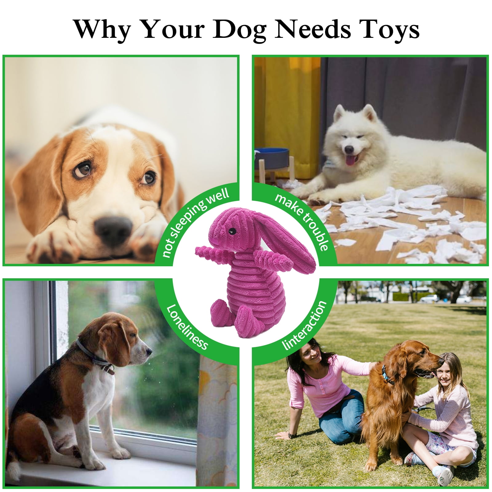 BOZLUN Dog Plush Toys Pets Rabbit Squeak Toy for Medium Large Dogs, Green, 9" 13 bab0ffcc 2c04 4187 aca0 2f916de969b5.3cfd4ceb6f3f51f6229a0addba7b7017 - easyishop.co.uk