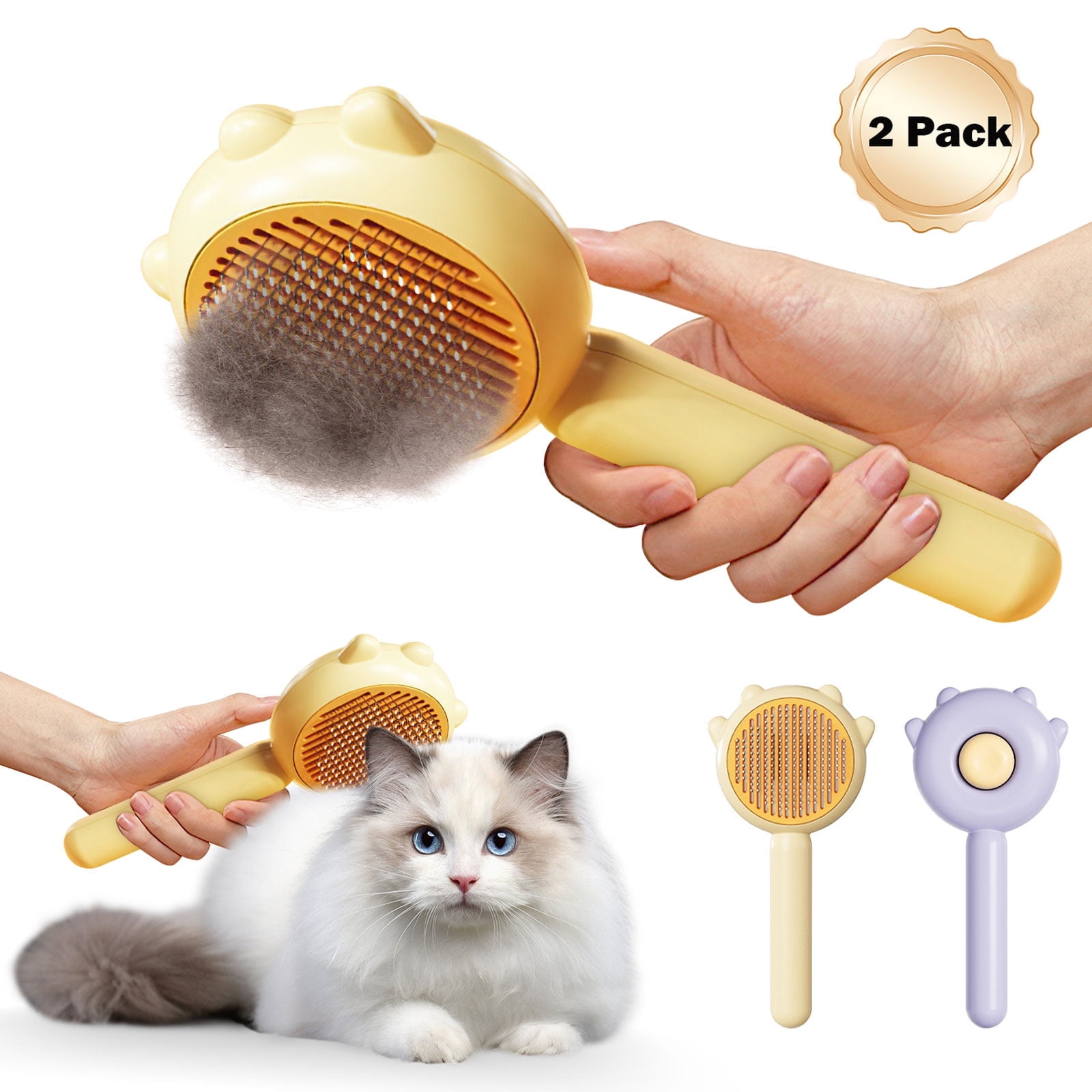 Cteifuer Cat Brushes for Indoor Cats - Pet Self-Cleaning Slicker Brush with Release Button - Grooming Brush for Shedding Massage, Gentle Grooming Comb for All Coat Types 10 Cteifuer 2 Pack Cat Brushes Indoor Cats Pet Self Cleaning Slicker Brush Release Button Grooming Shedding Massage Gentle Comb All Coat Types 5d30883c 1a29 48fe bbec 7461aba72032.981a9688f209071a40a627eaab107c4f - easyishop.co.uk