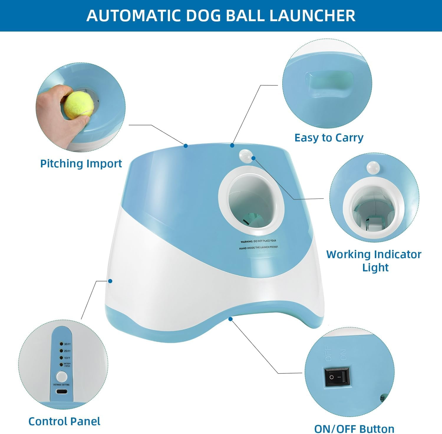 Ball Thrower for Dogs,Interactive dog fetch machine,Automatic Tennis Ball Launcher with 12 Tennis Balls,Dog Ball Thrower Machine with 10-30Ft 3 Launching Distance,for Small Dogs Indoor & Outdoor 5 ddf541fd ed50 4588 97e8 4fcdf9cfb114.bf43377a664baed7815f7d10392cf0fe - easyishop.co.uk