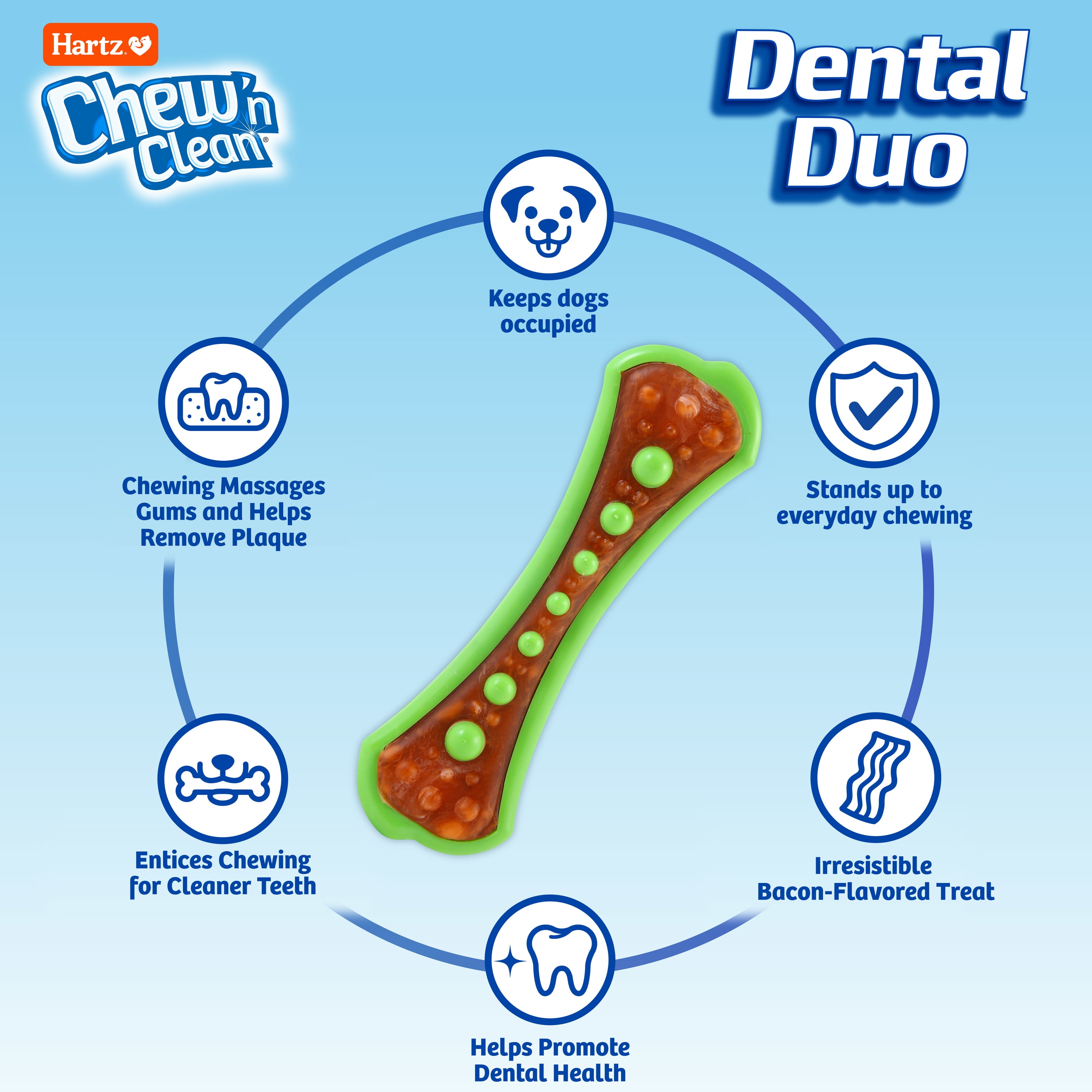 Hartz Chew 'n Clean Dental Duo Bacon Flavored Dog Treat and Chew Toy, XL, Nylon, 1ct 2 edb23530 e5b3 428c ba90 a107d2a7c426.75c05986271561ca93de3b9c28f803b4 - easyishop.co.uk
