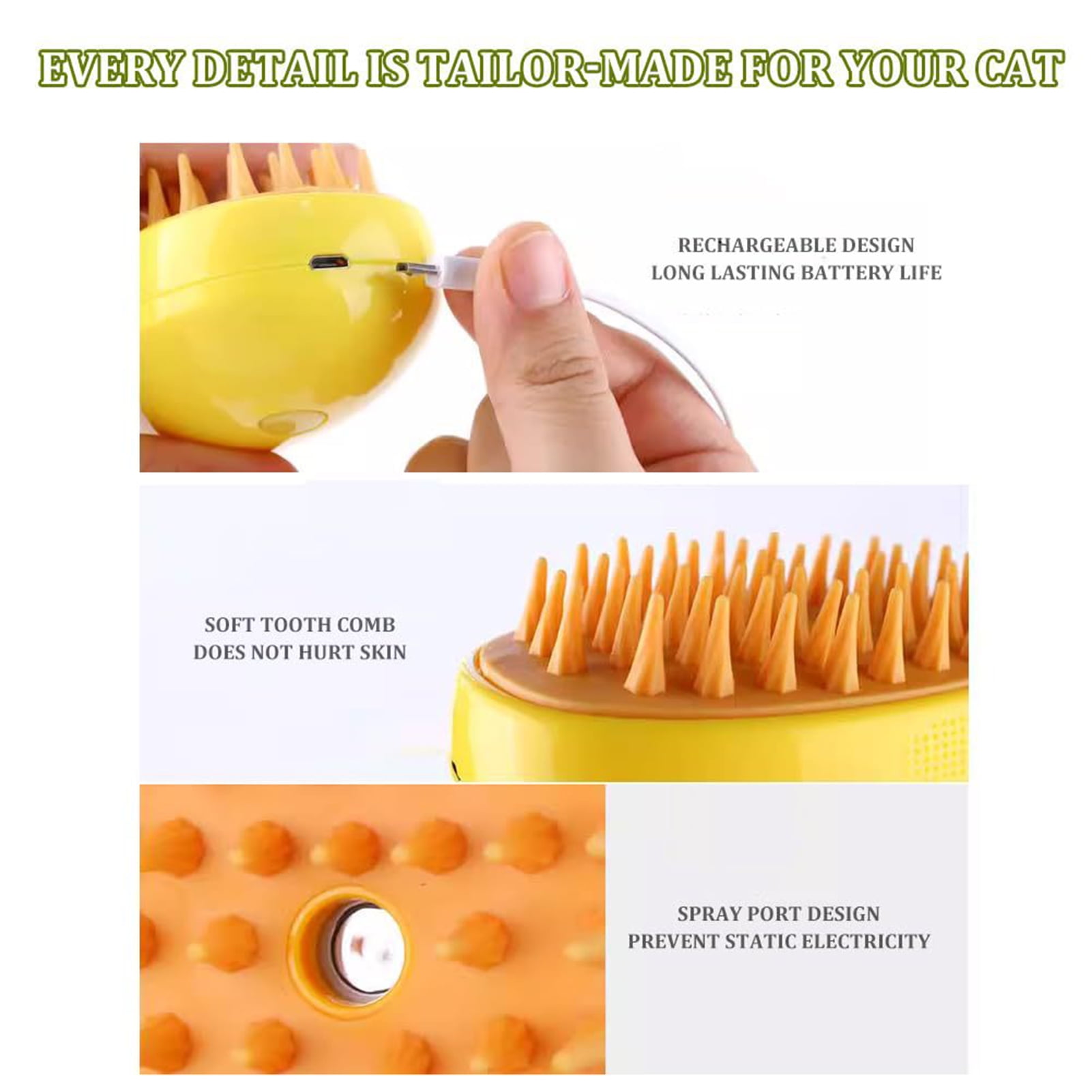 LA TALUS Pet Massage Comb - Versatile Convenient Durable 3-in-1 Self-Cleaning Shedding Brush Steamy Cat Dog Grooming Brush (Yellow and Green) 13 ef5a9bd7 9483 4a82 aa5d 8de1b8889a31.72fd9c081a6eda8e98ffc8b0d8e32935 - easyishop.co.uk