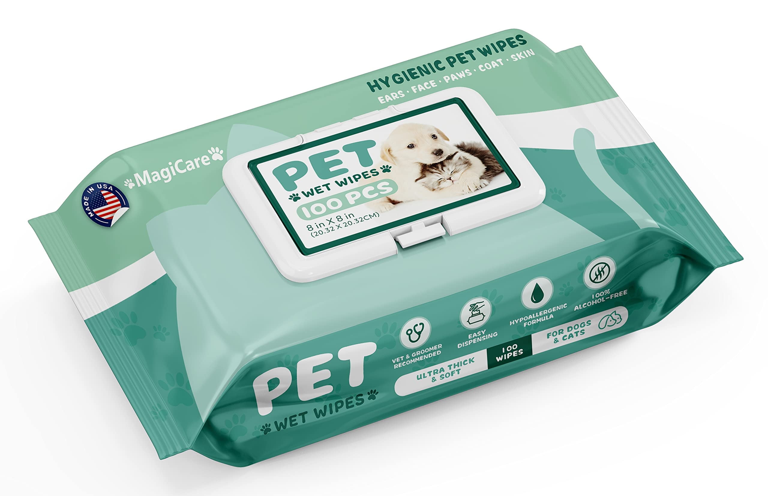 MagiCare Clean & Groom Wipes for Dogs & Cats, Unscented - 100ct Pet Wipes for Paws, Ears, and Skin - Deodorizing and Gentle for Sensitive Skin, Made in USA 1 MAGICARE Dog Wipes 100 pcs Cleaning Bundle Enriched Vitamin E Aloe Vera 8 x inch Cat Large Pet Made The USA Vet Groomer Recommended e17efa37 de9b 43e7 a6c9 dfc9bbc49ea3.32b1b4a2c96351185be3542ac770691c - easyishop.co.uk