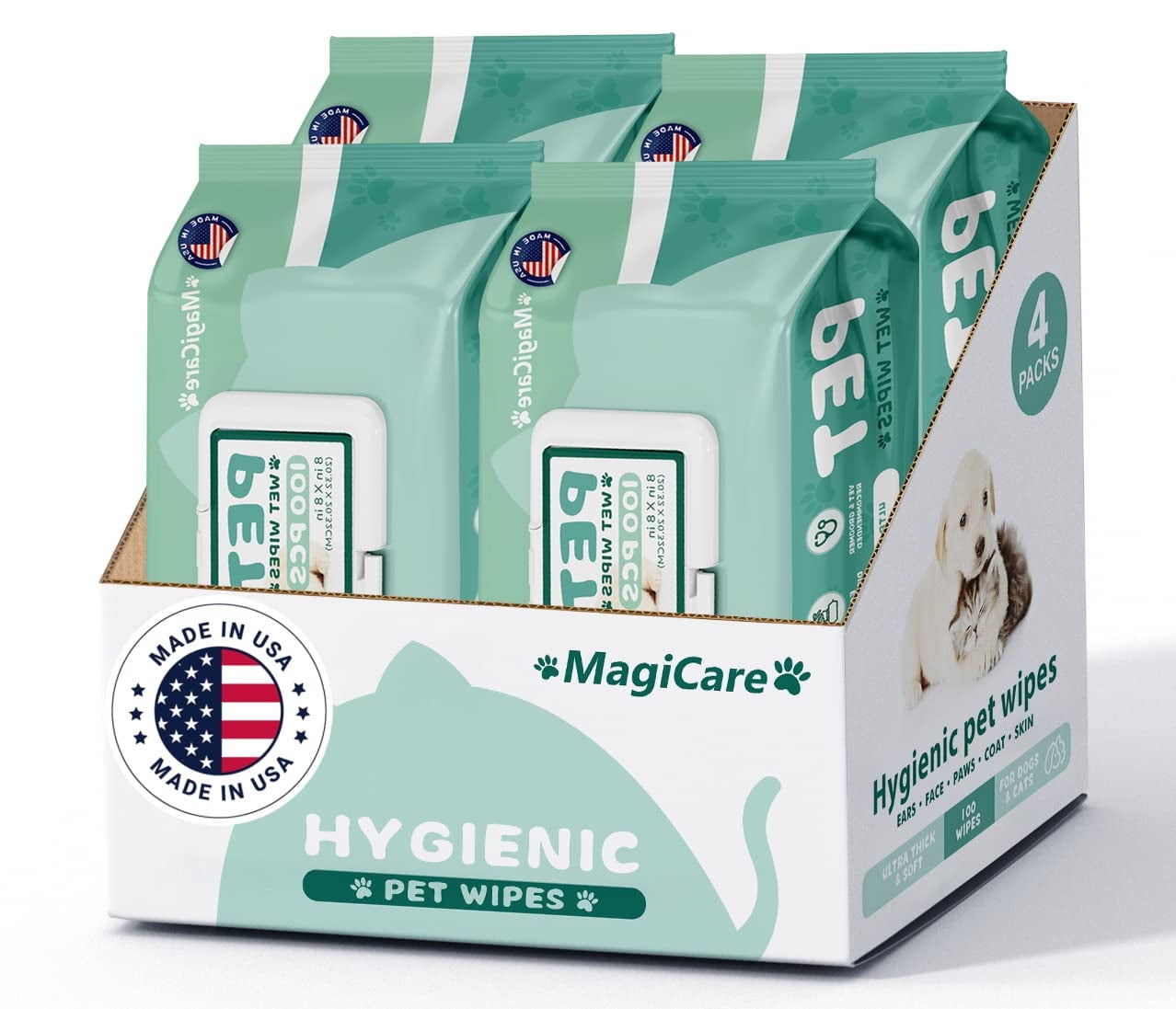 MagiCare Clean & Groom Wipes for Dogs & Cats, Unscented - 100ct Pet Wipes for Paws, Ears, and Skin - Deodorizing and Gentle for Sensitive Skin, Made in USA 8 MAGICARE Dog Wipes 4 x 100 pcs Cleaning Bundle Enriched Vitamin E Aloe Vera 8 inch Cat Large Pet Made The USA Vet Groomer Recommended ec4bca11 4018 43aa acb4 8e644bd02a03.87f2f72380e9cd435b3d44fdf651f3d0 - easyishop.co.uk